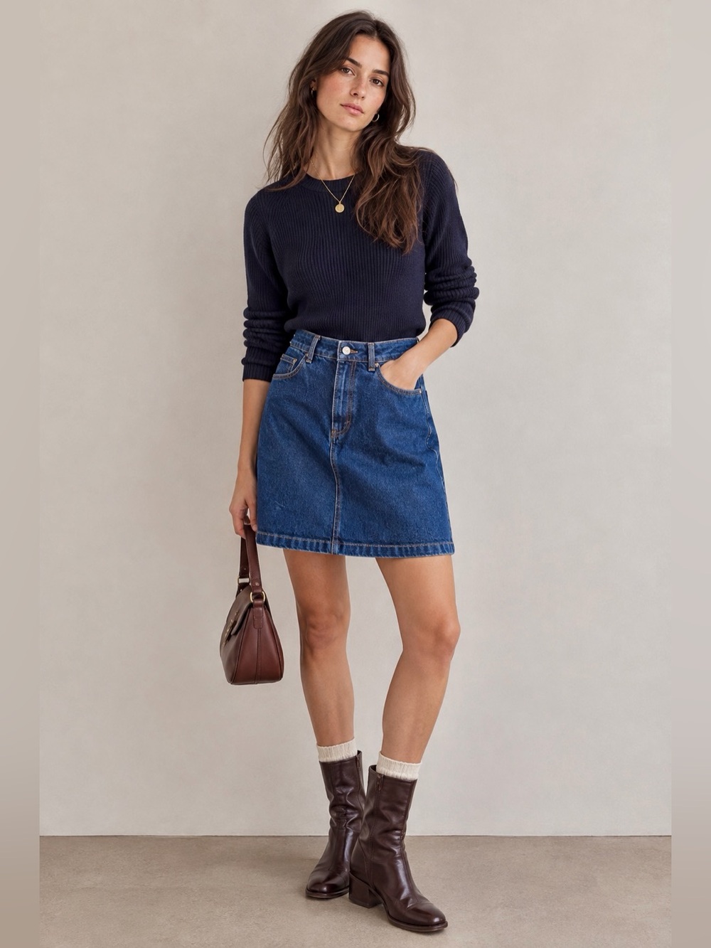 Cyrillus Paris Dark Blue Denim Mini Skirt - Women’s 34 (US 2 or XS)